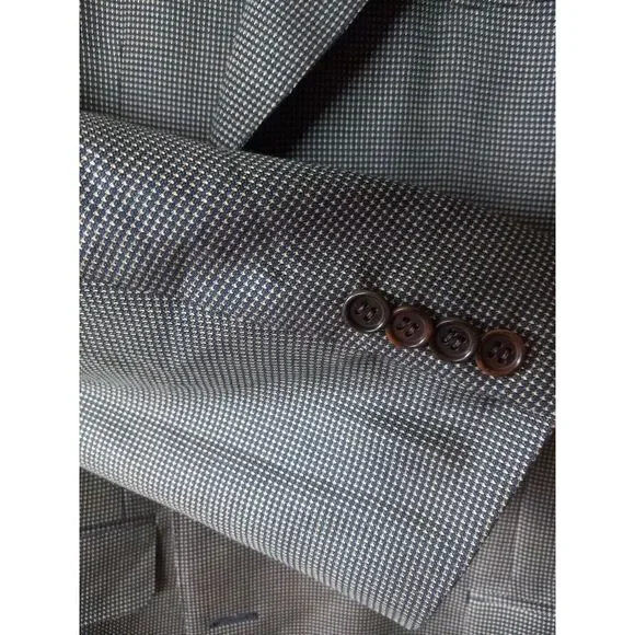 CANALI Suit Jacket Mens Mustard Green Houndstooth‎ Plaid Cashmere Wool Silk